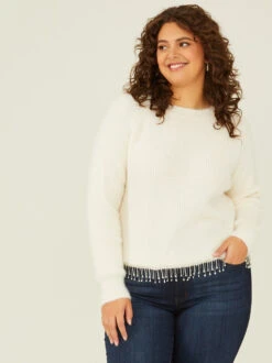 Jada Rhinestone Fringe Sweater