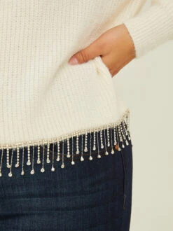 Jada Rhinestone Fringe Sweater -Deals Trending US Clothes Store 001950 BSW2647 AS IVORY 04