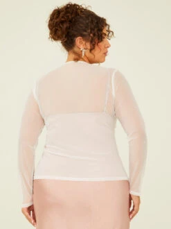 Nellie Sheer Pearl Top -Deals Trending US Clothes Store 001950 BT3204C AS WHITE 04