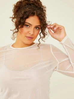 Nellie Sheer Pearl Top -Deals Trending US Clothes Store 001950 BT3204C AS WHITE 05