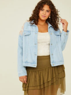 Shimmer Applique Denim Jacket -Deals Trending US Clothes Store 001950 PSJ1264 AS LIGHT DENIM 00