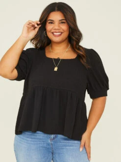 Sable Babydoll Top -Deals Trending US Clothes Store 001950 PST7494D AS BLACK STRIPE 02