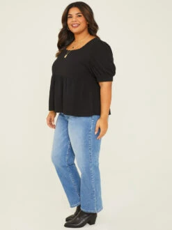 Sable Babydoll Top -Deals Trending US Clothes Store 001950 PST7494D AS BLACK STRIPE 03