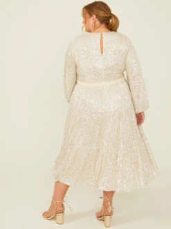 Reign Sequin Midi Dress -Deals Trending US Clothes Store 001990 JMD14722AP BEIGE 03