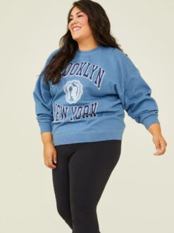 Brooklyn Varsity Oversized Sweatshirt -Deals Trending US Clothes Store 002035 AH4900TK INDIGO 02