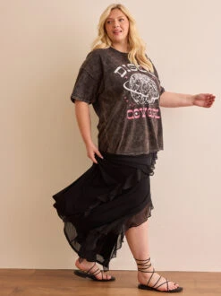 Disco Cowgirl Oversized Tee -Deals Trending US Clothes Store 002035 AH5145TK WASHED BLACK 02