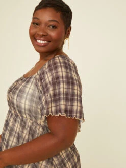 Ruthie Plaid Dress -Deals Trending US Clothes Store 002044 D51474 A BLACK BEIGE 04