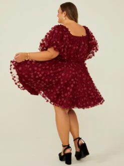 Applique Soleil Dress -Deals Trending US Clothes Store 003033 MDR2824P AU BURGUNDY 03