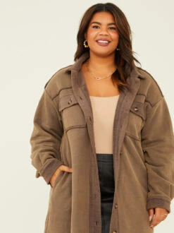 Aster Sherpa Maxi Shacket -Deals Trending US Clothes Store 003038 IBT29965AS P MOCHA 01