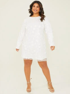 Zoe Sequin Dress -Deals Trending US Clothes Store 003038 ILD2849AS P WHITE 02