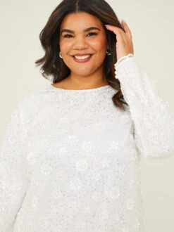 Zoe Sequin Dress -Deals Trending US Clothes Store 003038 ILD2849AS P WHITE 03