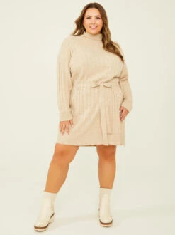 Adeline Belted Sweater Dress