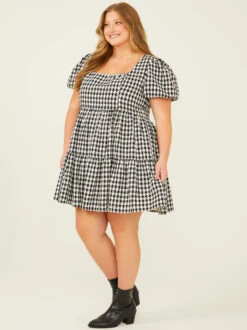 Cora Tweed Dress -Deals Trending US Clothes Store 003038 ILD3056AS P BLACK WHITE 02