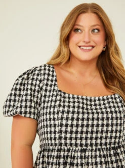 Cora Tweed Dress -Deals Trending US Clothes Store 003038 ILD3056AS P BLACK WHITE 04