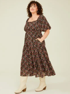 Raina Floral Maxi Dress -Deals Trending US Clothes Store 003041 PLD46102 018 BLACK MULTI 01