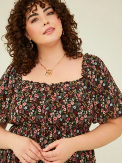 Raina Floral Maxi Dress -Deals Trending US Clothes Store 003041 PLD46102 018 BLACK MULTI 02