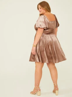 Aubrey Velvet Corset Dress -Deals Trending US Clothes Store 003041 PLD46118 018 BROWN 03