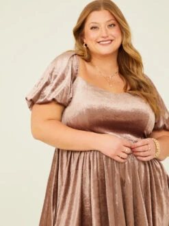 Aubrey Velvet Corset Dress -Deals Trending US Clothes Store 003041 PLD46118 018 BROWN 04