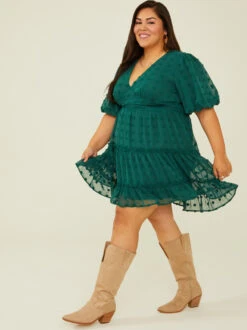 Susanna Clipdot Dress -Deals Trending US Clothes Store 003041 PLD46610 018 HUNTER GREEN 02