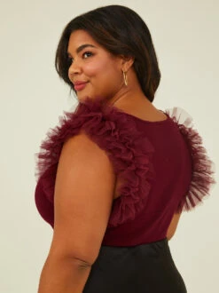 Scarlett Tulle Knit Top 7 Scarlett Tulle Knit Top -Deals Trending US Clothes Store 003041 PLT18513 018 BURGUNDY 03