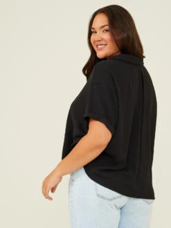 Fallon Buttondown Top -Deals Trending US Clothes Store 003041 PT19146 018 BLACK 04