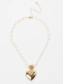 Camila Pearl Heart Necklace 4 Camila Pearl Heart Necklace -Deals Trending US Clothes Store 004013 N06588 ARU IVORY 00