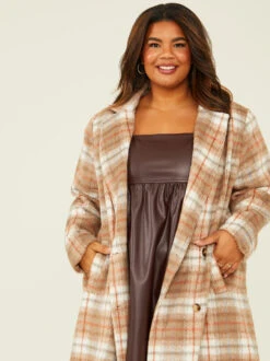 Clover Plaid Fleece Jacket -Deals Trending US Clothes Store 004015 AE3537PLAR TAUPE MULTI 01