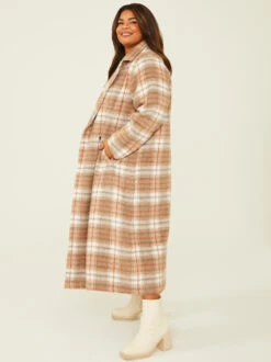 Clover Plaid Fleece Jacket -Deals Trending US Clothes Store 004015 AE3537PLAR TAUPE MULTI 02