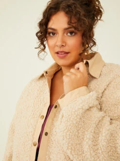 Reversible Sherpa Jacket -Deals Trending US Clothes Store 004015 AE3806AR TAUPE 05