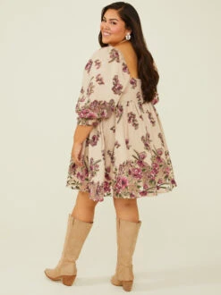 Rae Floral Dress -Deals Trending US Clothes Store 004021 JD2443 24AR BEIGE MULTI 03