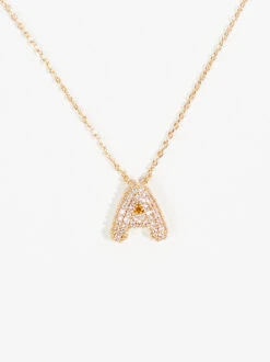 Crystal Bubble Monogram Necklace - A