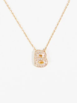 Crystal Bubble Monogram Necklace - B