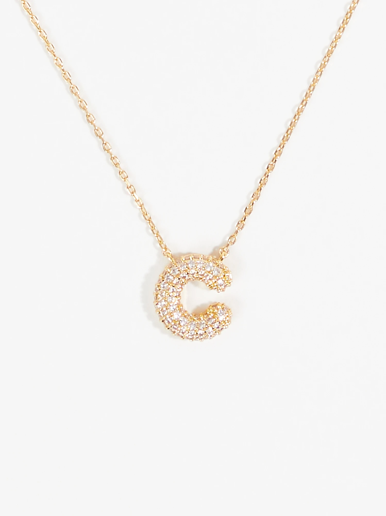 Crystal Bubble Monogram Necklace - C 1 Crystal Bubble Monogram Necklace - C