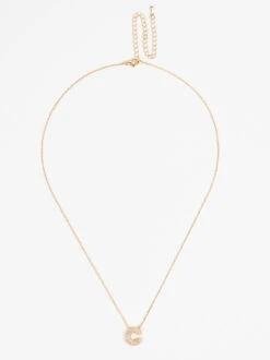 Crystal Bubble Monogram Necklace - C 3 Crystal Bubble Monogram Necklace - C -Deals Trending US Clothes Store 004033 NJJ0064 C ARU GOLD 02