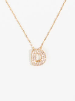 Crystal Bubble Monogram Necklace - D