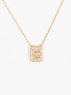 Crystal Bubble Monogram Necklace - E