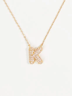Crystal Bubble Monogram Necklace - K