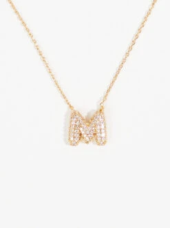 Crystal Bubble Monogram Necklace - M