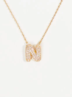 Crystal Bubble Monogram Necklace - N