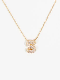 Crystal Bubble Monogram Necklace - S