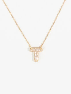 Crystal Bubble Monogram Necklace - T