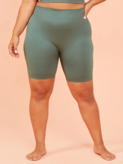 Seamless Ribbed Biker Shorts -Deals Trending US Clothes Store 004173 DY140 DARK FOREST 02