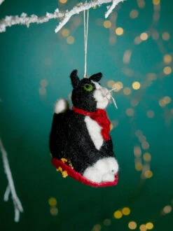 Sledding Cat Christmas Ornament