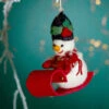 Sledding Snowman Christmas Ornament