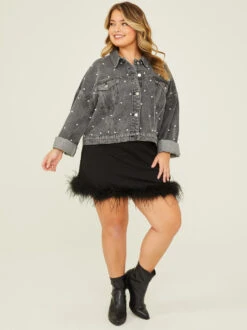 Ryen Feather Skirt -Deals Trending US Clothes Store 004264 PLS30936 018 BLACK 04